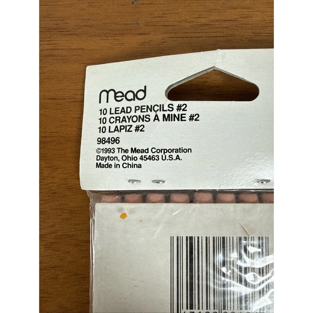 Vintage 1993 Mead 10 Black Lead No. 2 Pencils Non-Toxic Smooth Writing